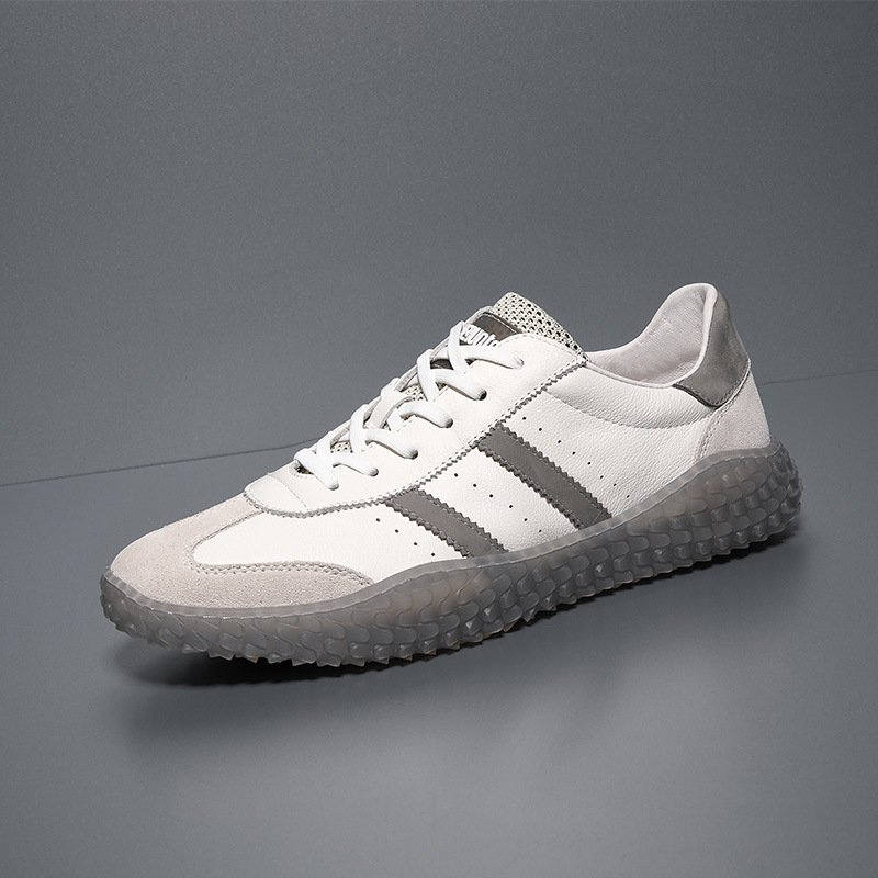 Trendy shoes explosive style transparent sole casual shoes breathable flying woven tongue men's sports shoes genuine leather