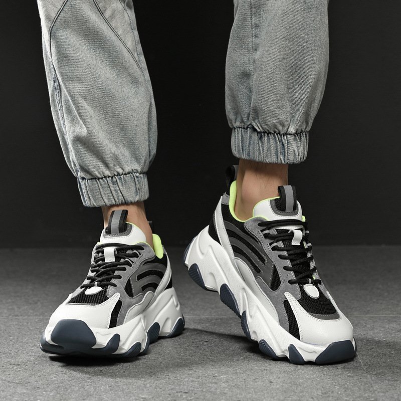 2021 spring tide casual sports shoes men's fashion thick-soled lace-up round toe 2021 spring tide casual sports shoes men's fashion thick-soled lace-up round toe